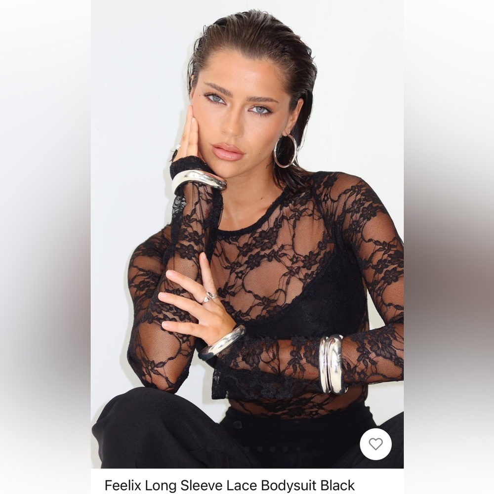 Black Lace Long Sleeve Bodysuit